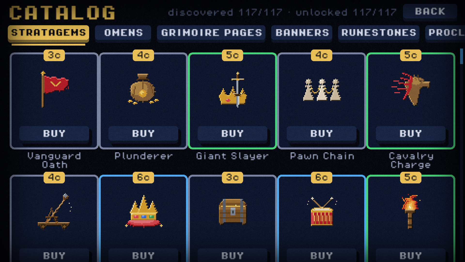 The collection catalog of stratagems